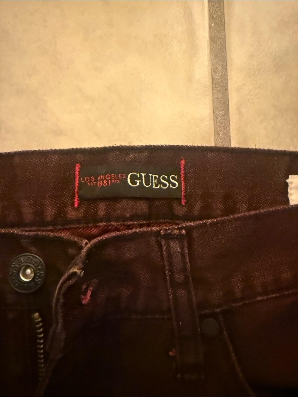 Guess Maroon Denim Jeans